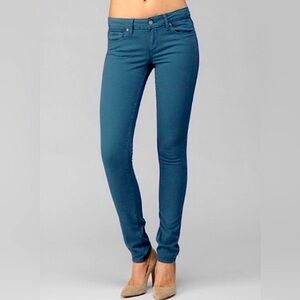 PAIGE SKYLINE SKINNY JEANS IN TEAL BLUE GREEN SIZE 28